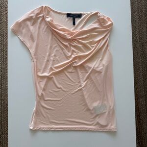 BCBGMaxAzria Soft Peach Asymmetrical Drape Neck Top - Size Small